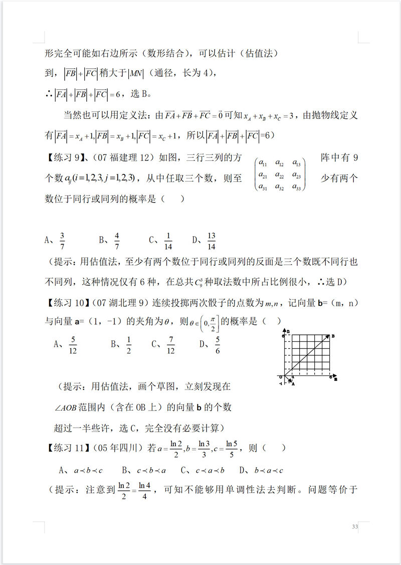 高中数学 选择题 神奇巧解