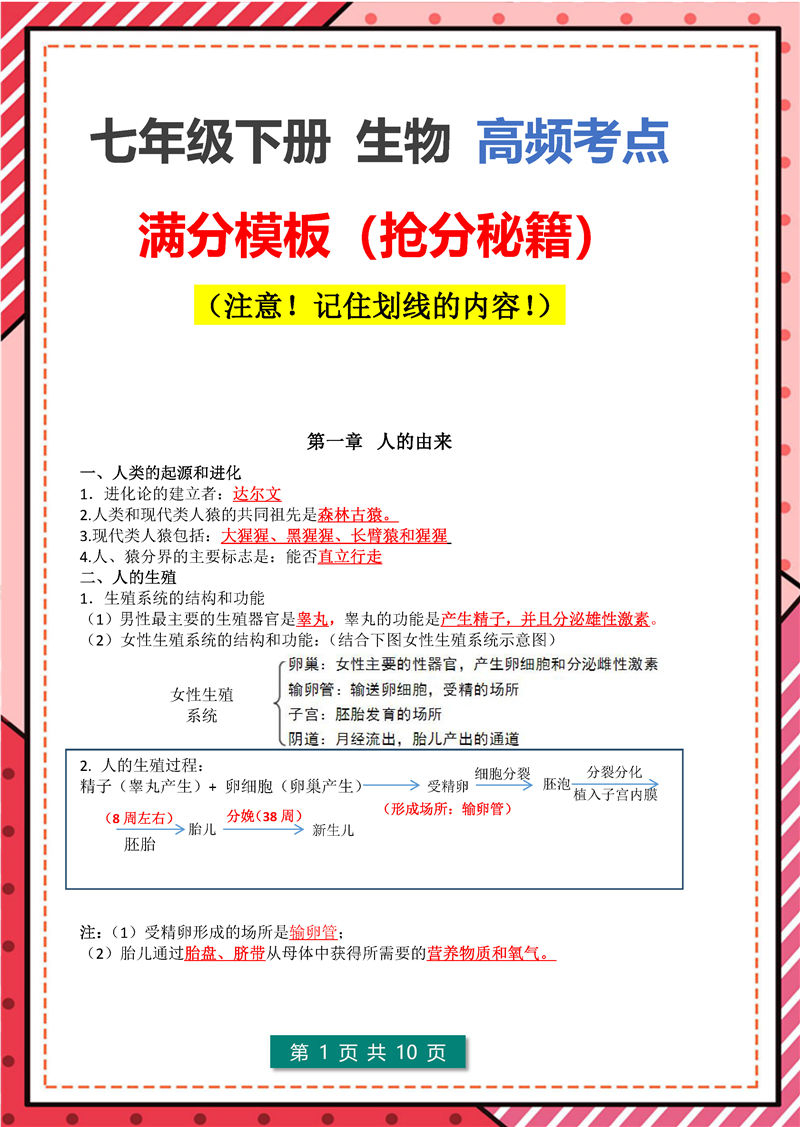 七年级下册 生物 高频考点_页面_01.jpg 地理 生物-答题模板–七年级下册