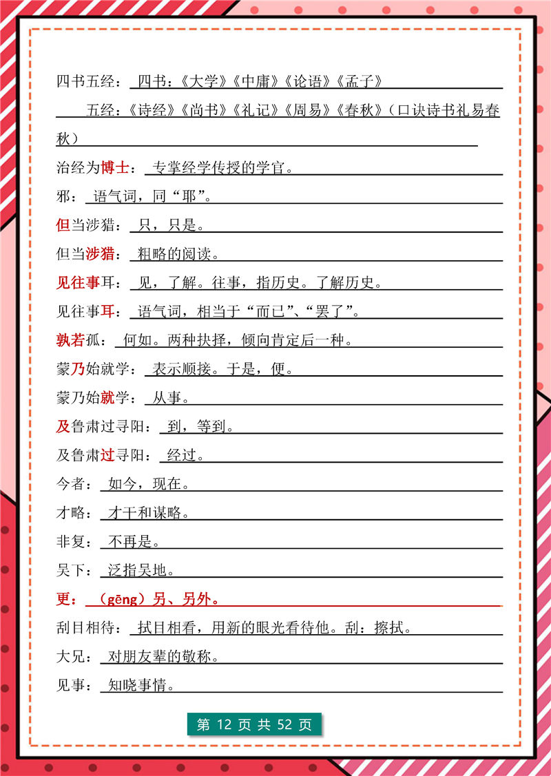 七年级下册 语文核心考点 文学常识 答题模板